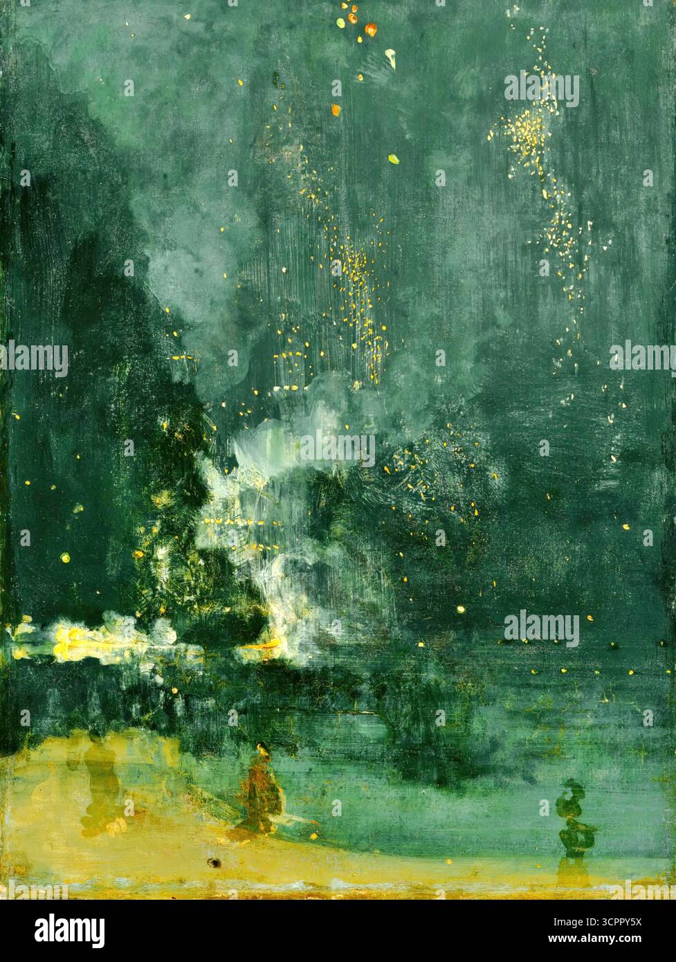 James McNeill Whistler, Nocturne in Black and Gold, The Falling Rocket, 1875, tonalistisches Meisterwerk. Stock Vektor