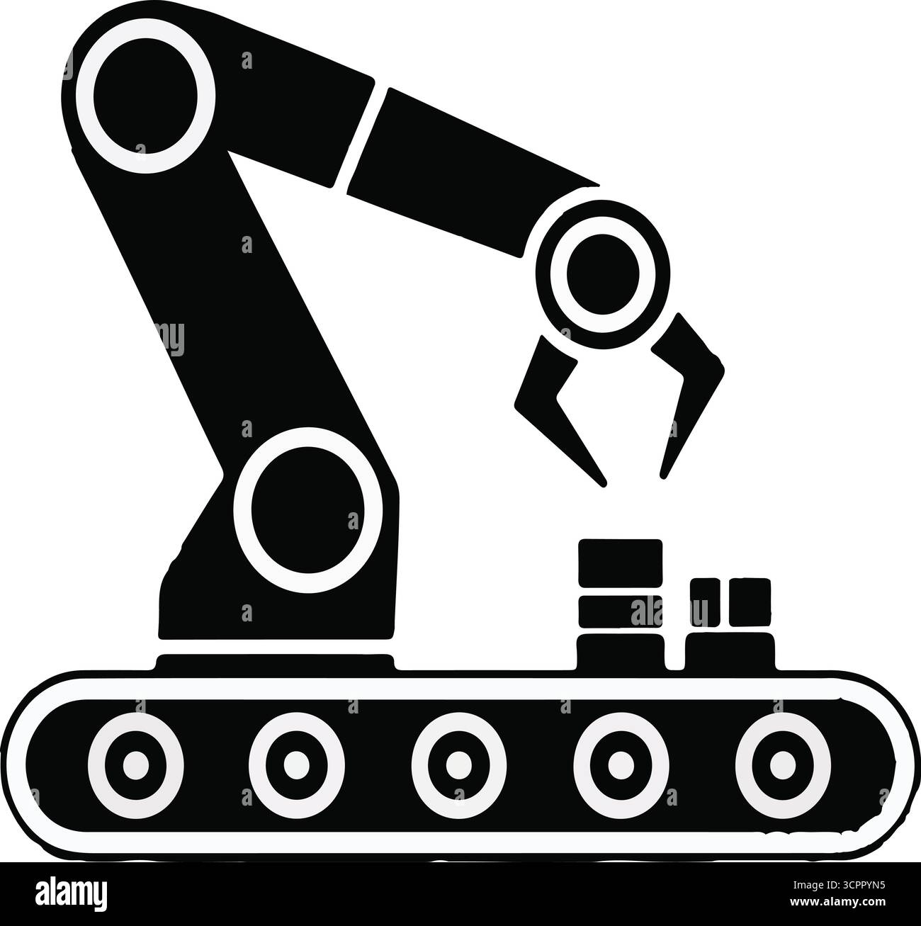 Roboterhandwerk und -Ausrüstung – Symbol für Automatisierungs- und Robotertechnologie Stock Vektor