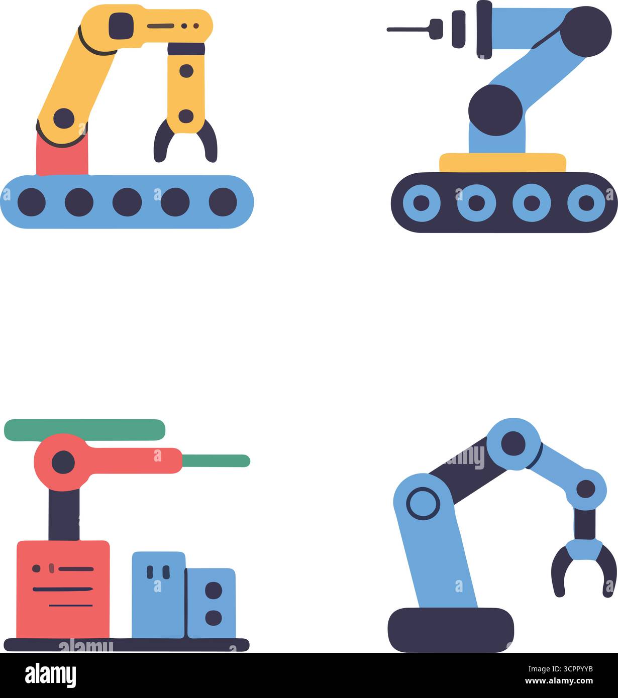 Roboterhandwerk und -Ausrüstung – Symbol für Automatisierungs- und Robotertechnologie Stock Vektor