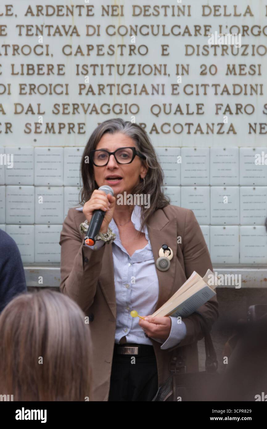 Francesca Albanese, UN-Sonderberichterstatterin für die Menschenrechtssituation in den besetzten palästinensischen Gebieten, spricht beim DIG-Festival in Modena Stockfoto