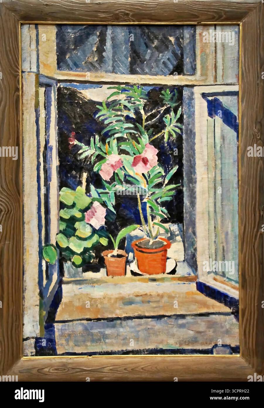 Olga Rozanova, Blumen auf der Fensterbank, 1910, frühes russisches Stillleben der avantgardistischen Moderne Stock Vektor