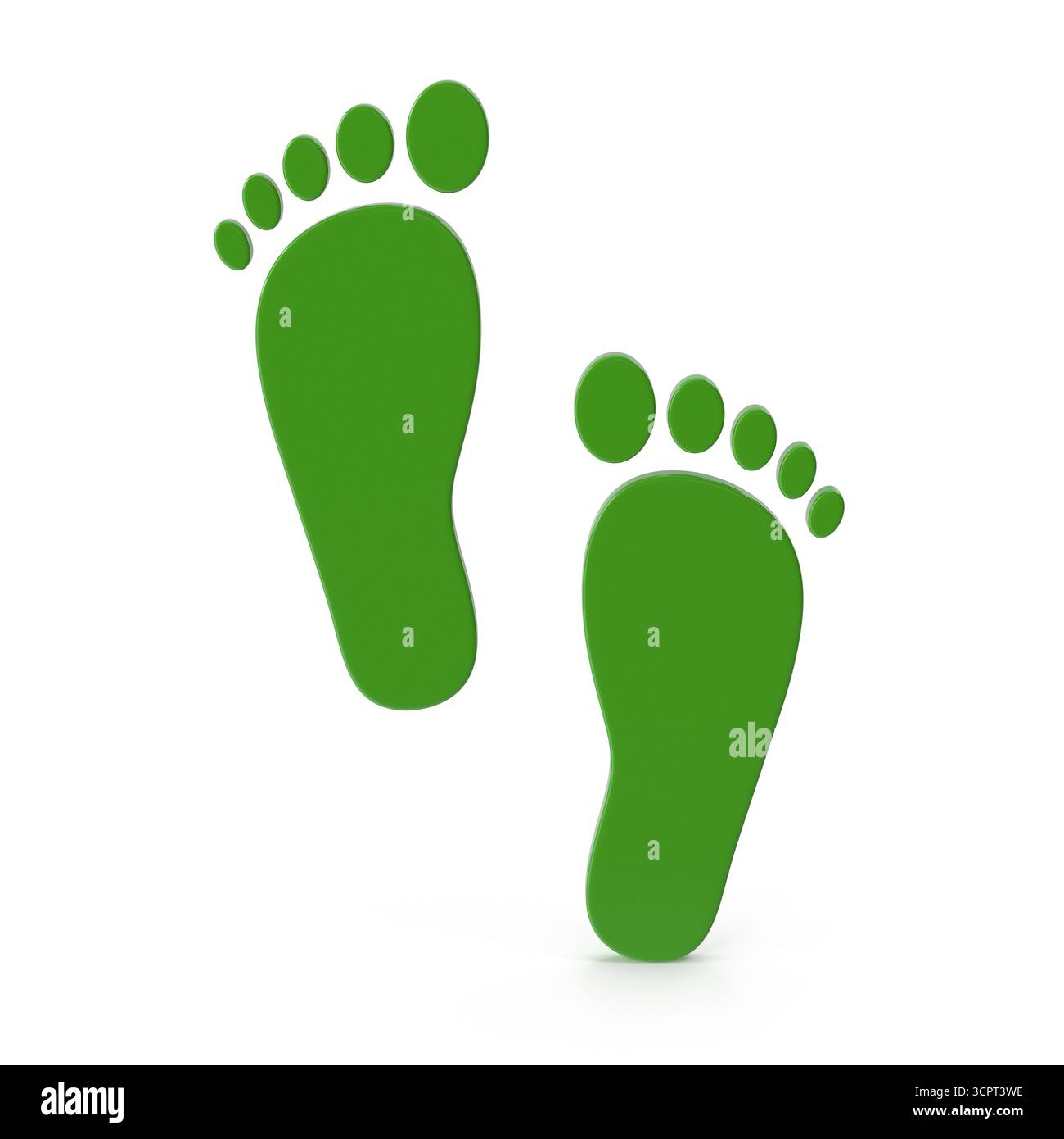 Grüne Fußabdrücke symbolische Darstellung des Ökobewusstseins Stockfoto