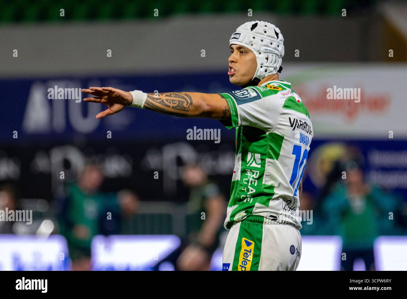 Galway, Republik Irland. September 2025. Jacob Umaga von Benetton Rugby während des Spiels der United Rugby Championship Runde 1 zwischen Connacht Rugby und Benetton Rugby im Dexcom Stadium in Galway, Irland am 27. September 2025 (Foto: Andrew SURMA/ Credit: SIPA USA/Alamy Live News Stockfoto