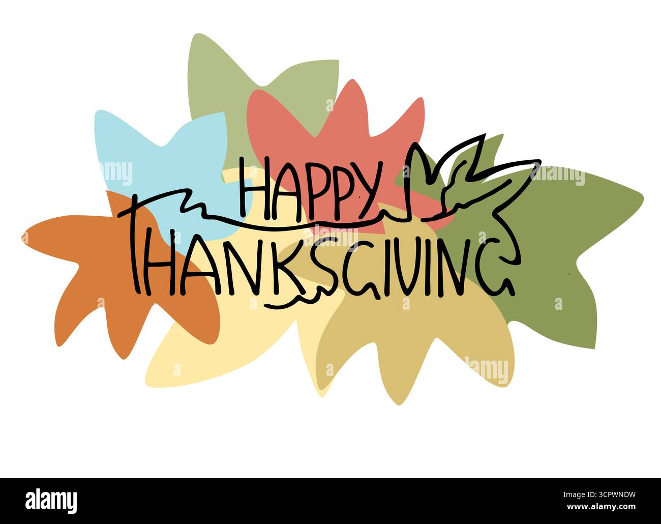 Happy Thanksgiving Hand-Schriftzug auf buntem floralem Hintergrund Stock Vektor