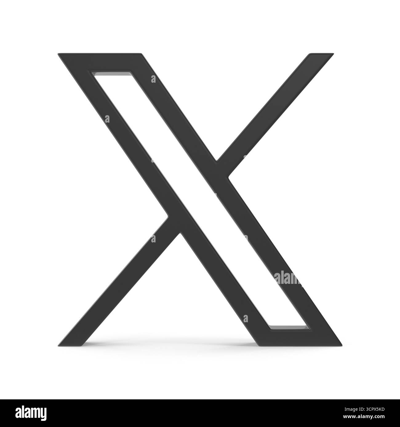 3D Letter X Logo mit Schatten Stockfoto