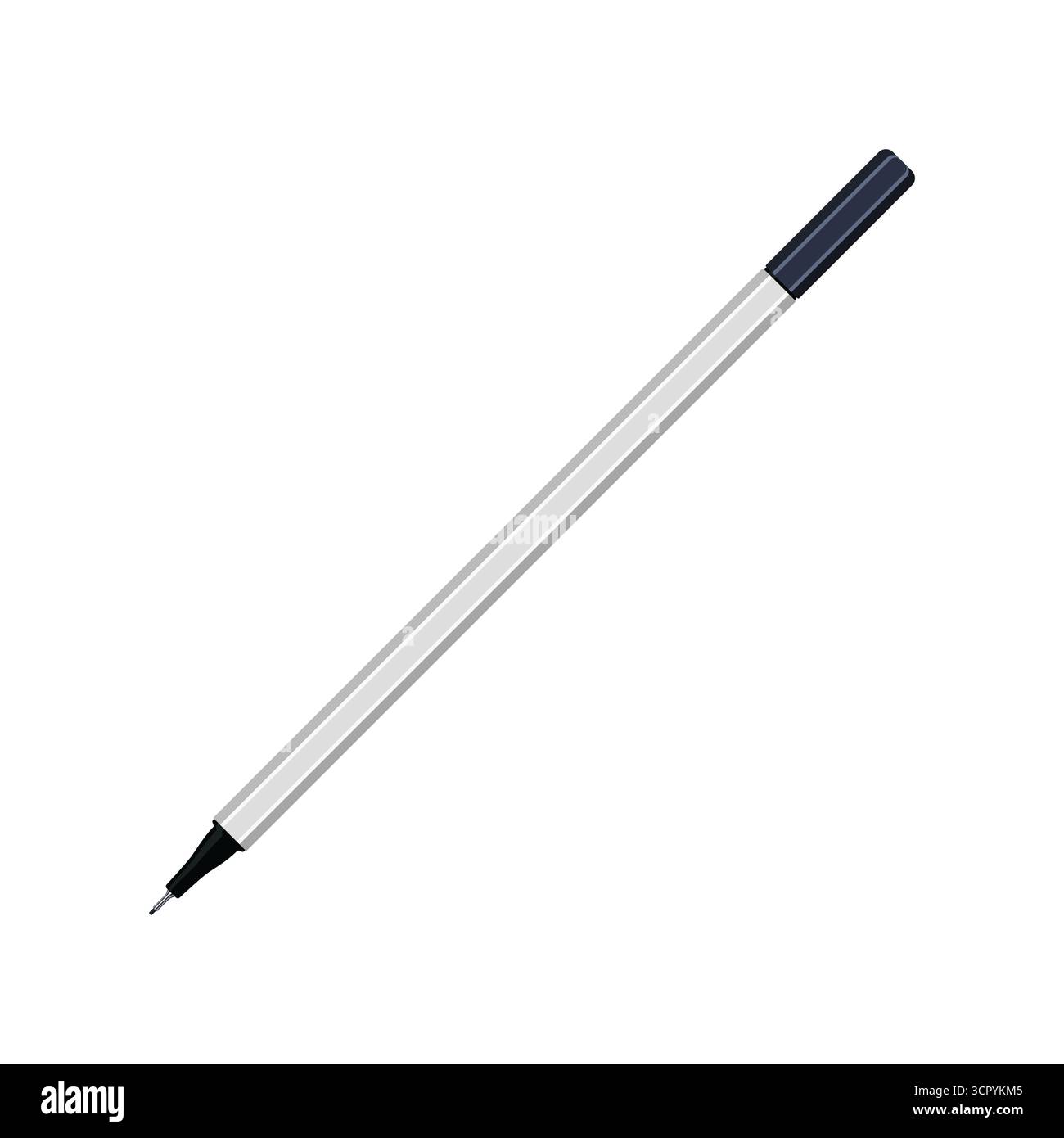 Schwarzer Feinschreiber mit Filzspitze. Vektorillustration isoliert auf weißem Hintergrund Stock Vektor