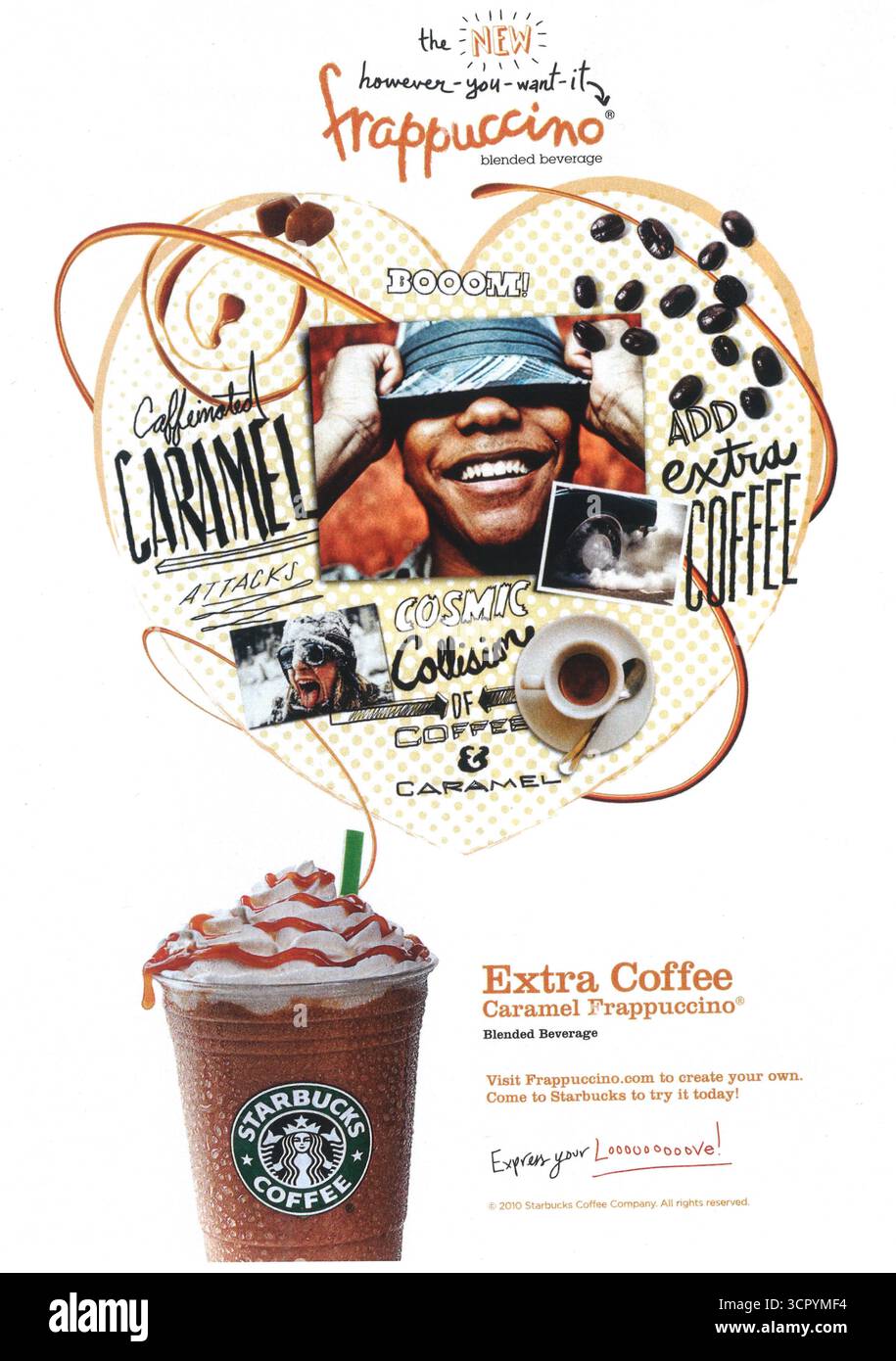 2010 Starbucks Caramel Frappuccino Blended Beverage Werbespot „Express Your Love“ Stockfoto