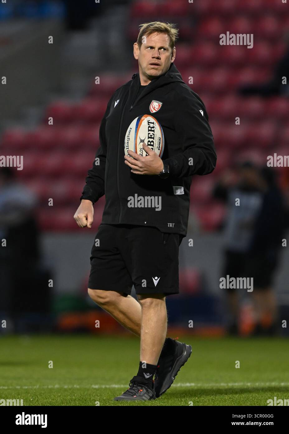 Gloucesters Stürmer Thomas Rhys Thomas vor dem Gallagher PREM-Spiel im CorpAcq Stadium in Salford. Bilddatum: Donnerstag, 25. September 2025. Stockfoto Gloucesters Stürmer Thomas Rhys Thomas vor dem Gallagher PREM-Spiel im CorpAcq Stadium in Salford. Bilddatum: Donnerstag, 25. September 2025. Stockfoto