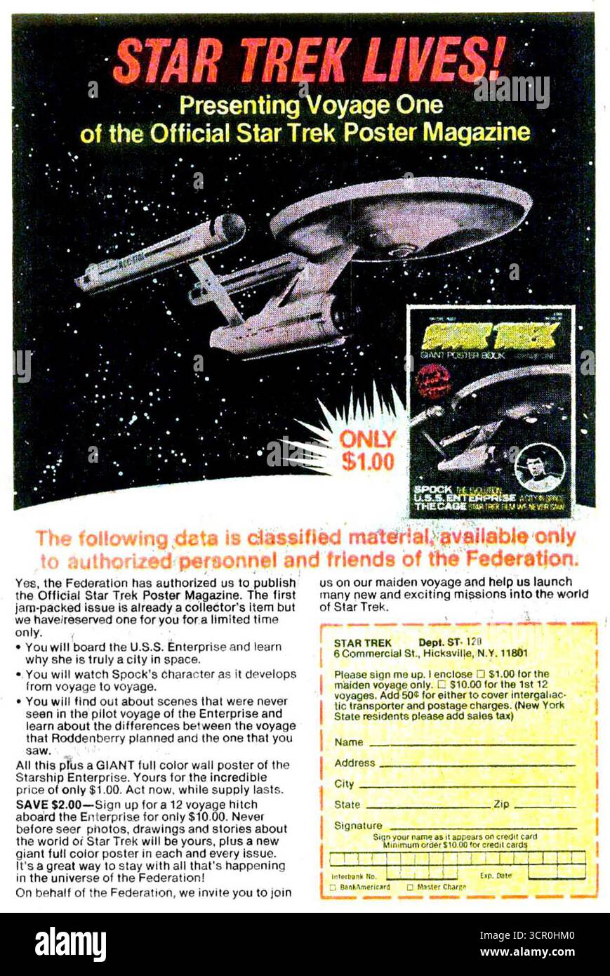 1977 Star Trek Postermagazin Werbung Stockfoto