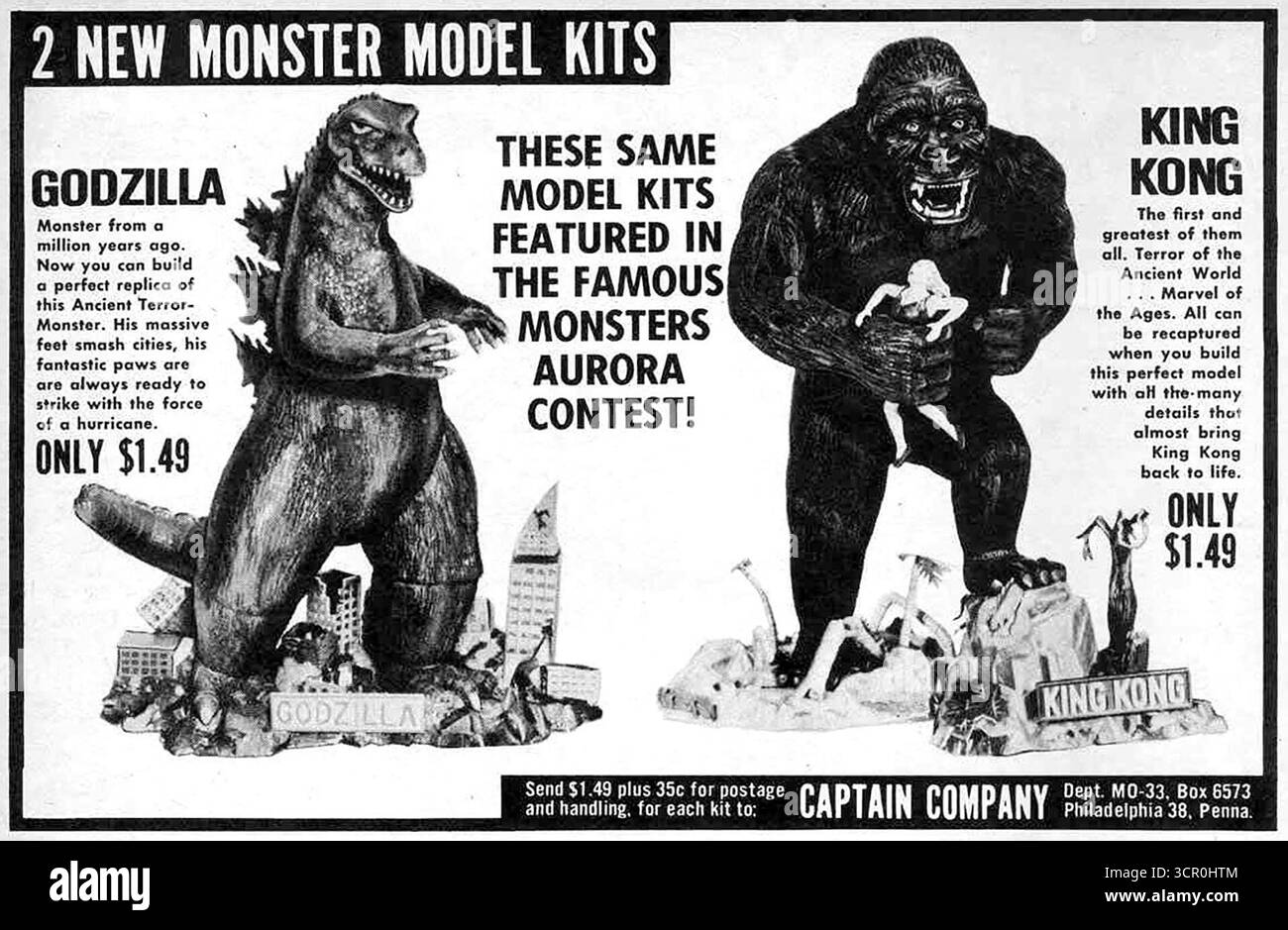 Anzeige für Monster-Modellkits der 1960er Jahre Stockfoto