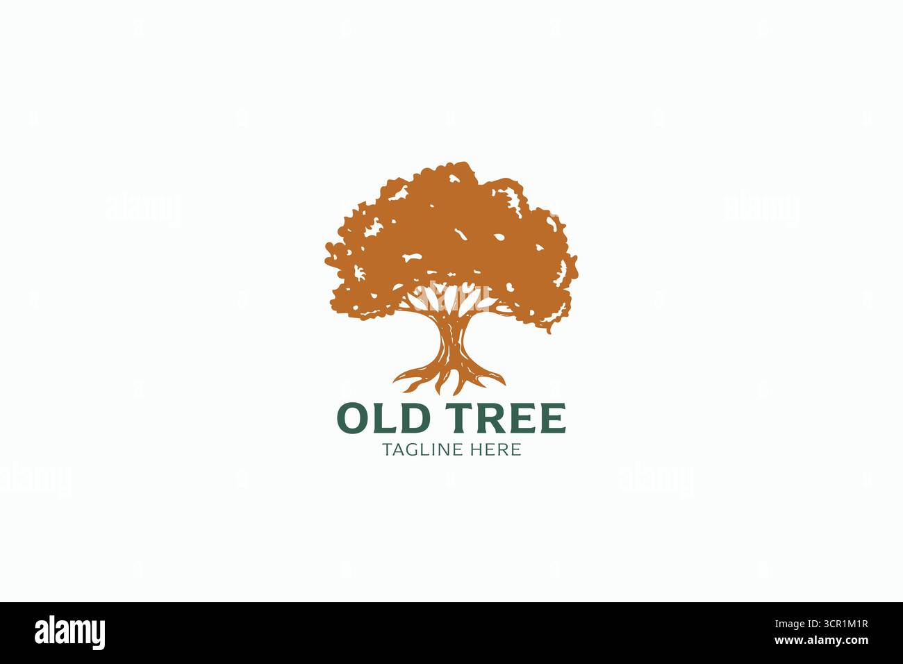 Abstrakte Illustration Altes Baumlogo Vintage Handgezeichneter Konzeptstil Stock Vektor