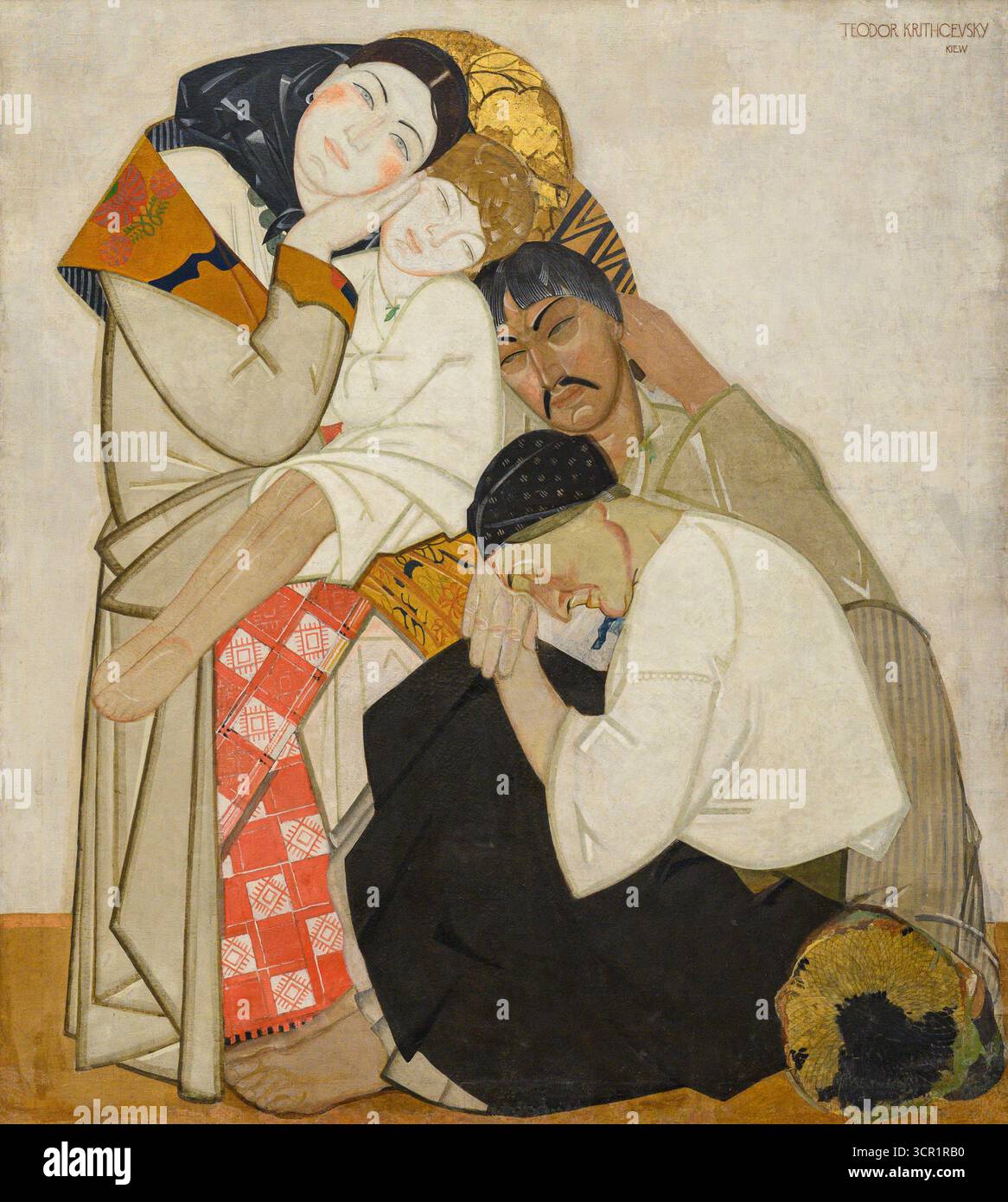 Leben (Triptychon) – Familie (1925–1927) von Fedir Krychevsky (1879–1947). Nationales Kunstmuseum der Ukraine, Kiew. Stockfoto