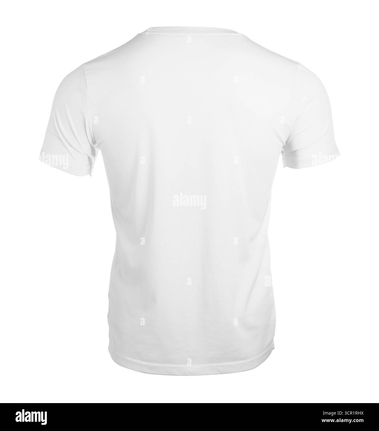 Weißes T-Shirt isoliert auf weiß. Modell für Design Stockfoto