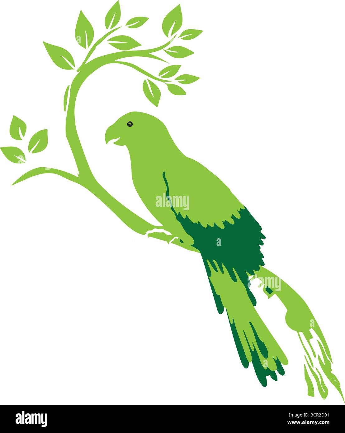 Vogel auf Baum, Papagei auf Baum, Baum, grün Stock Vektor