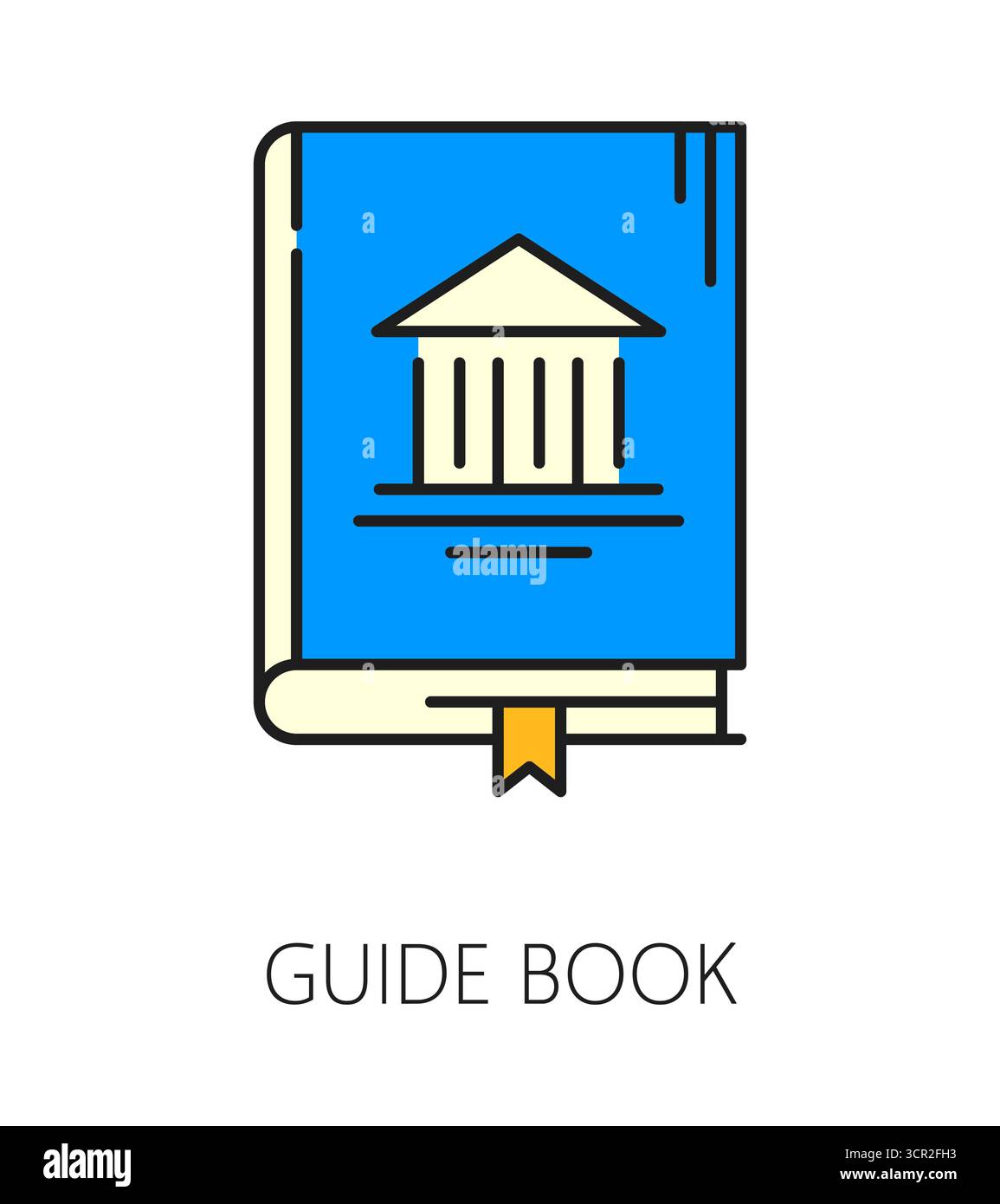 Museum Kunstgalerie und Ausstellung Farblinie Symbol des Guide, Vektorpiktogramm. Museumsausstellung und Kunstgalerie Ikone des Führerscheins oder Informationsbroschüre für Kunstwerke und Meisterwerke Stock Vektor