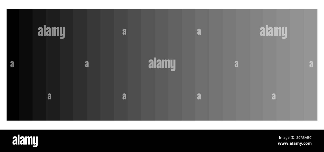 Graustufen-Verlaufspalettenleiste. Schwarz-weiß-Schattierung. Rechteckige Vektorform. Schwarzweißtonübergang. EPS 10. Stock Vektor