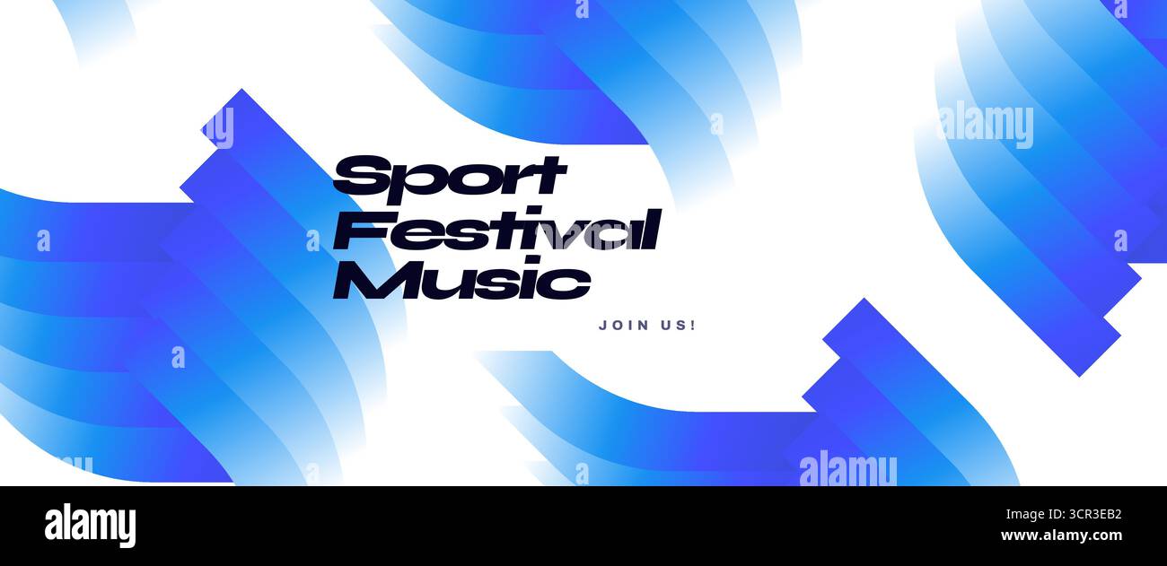 Futuristischer und minimalistischer abstrakter Hintergrund mit geometrischen Formen in blauen und weißen Farbverläufen. Banner- oder Posterdesign für Sport Stock Vektor