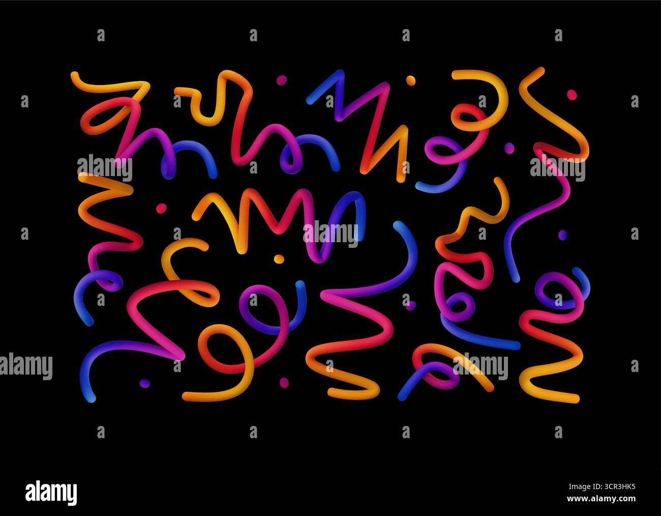 Abstrakte 3D-Farbverlaufslinien und -Formen. Dynamische Vektorelemente mit glatten, farbenfrohen Formen in warmen, lebendigen Tönen. Helle Grippe Stock Vektor