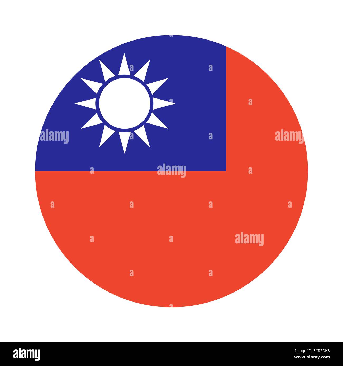 Symbol für Taiwan-Flaggenkreis. Runde Flagge von Taiwan. Kreisförmige Taste für Taiwan-Flagge. Staat in Asien. Rundbild Taiwan Flaggenemblem, Banner Stock Vektor