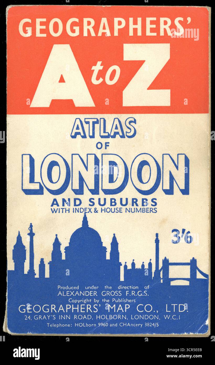 Jahrgang 1950 Taschenbuch Geographers' A bis Z Atlas of London and Suburbs, um 1956 Stockfoto