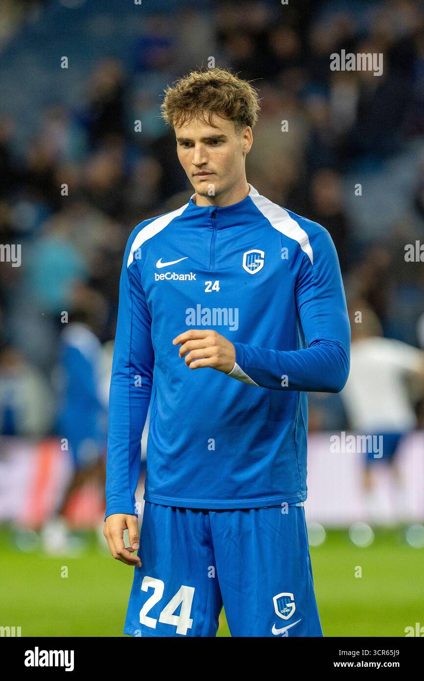 nikolas Sattlberger, Profi-Fußballspieler, spielt derzeit beim GENK FC. Bild, das während eines Trainings und einer Vorbereitungssitzung aufgenommen wurde. Stockfoto