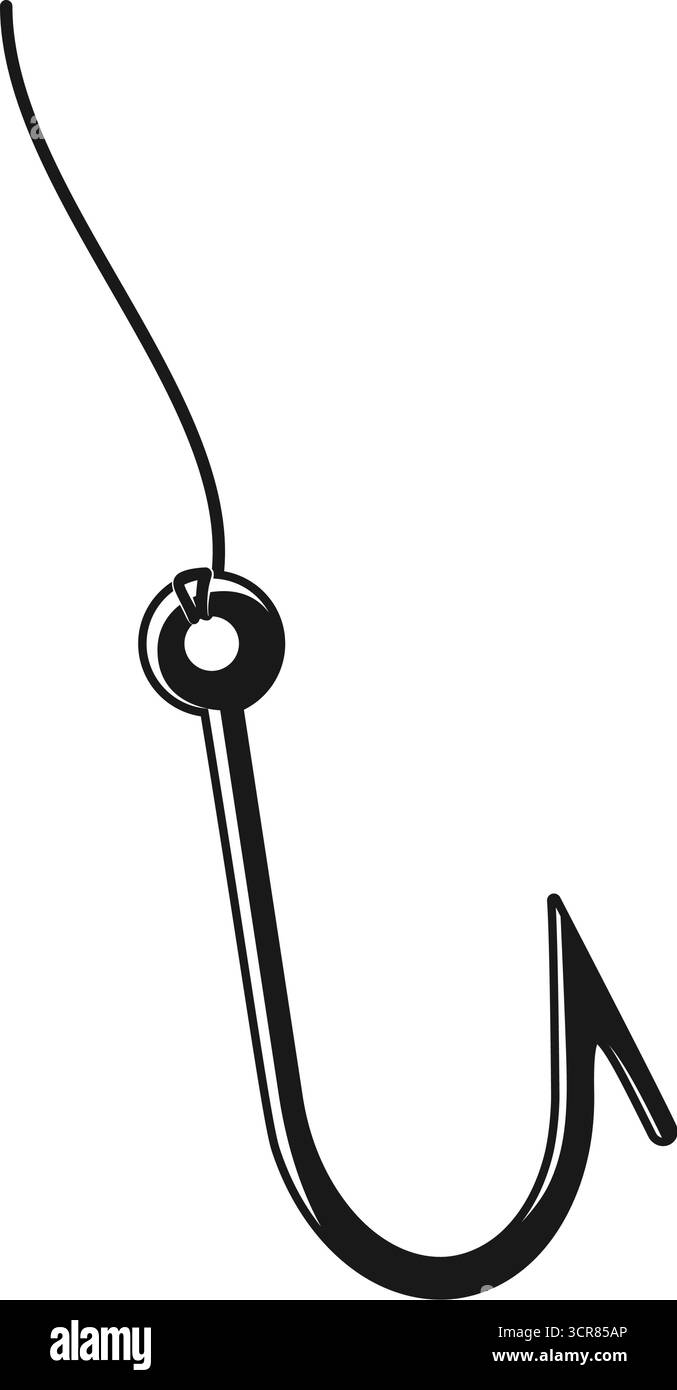 Stachelhaken und Angelschnur Vektor grafische Silhouette Stil Stock Vektor