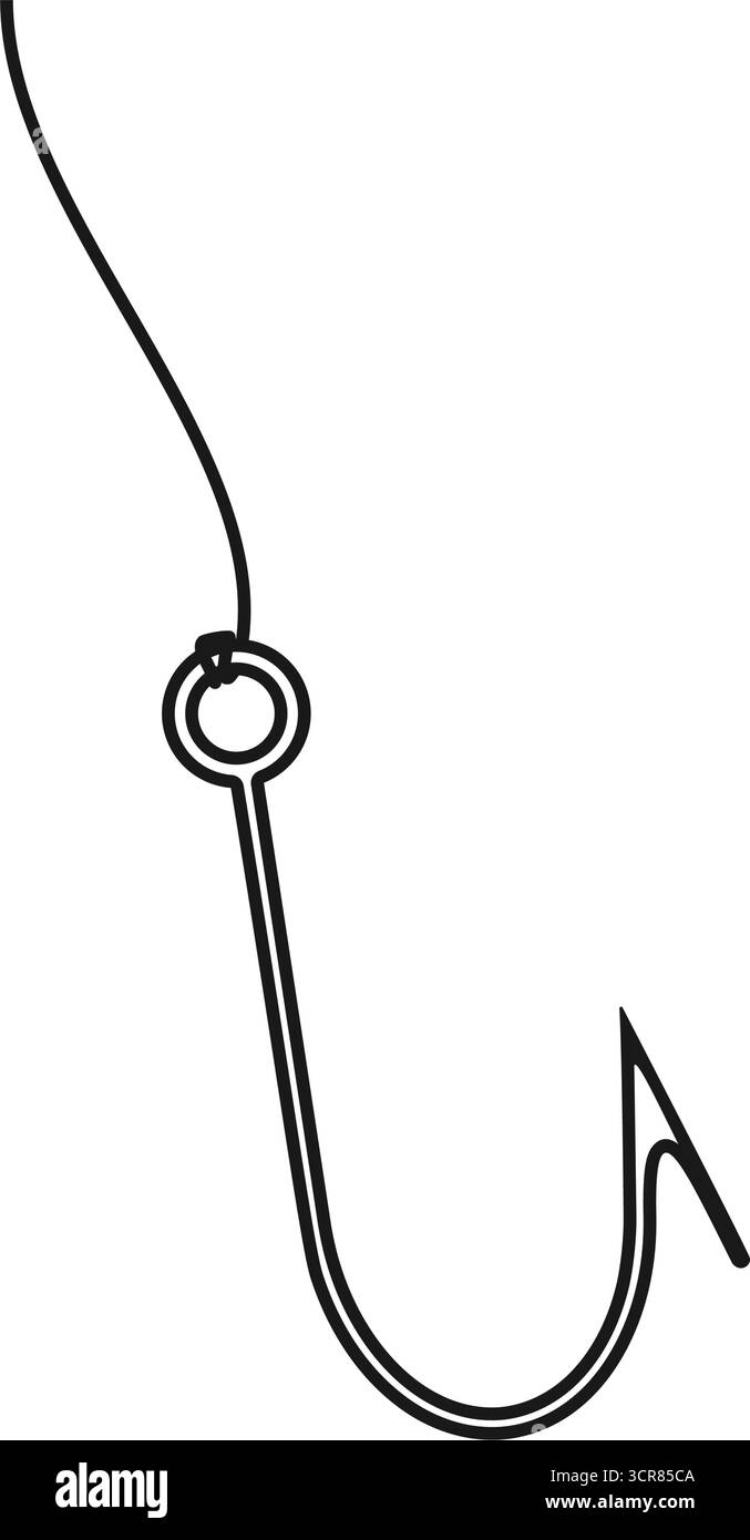Stachelhaken und Angelschnur Vektor Grafik Umrissstil Stock Vektor