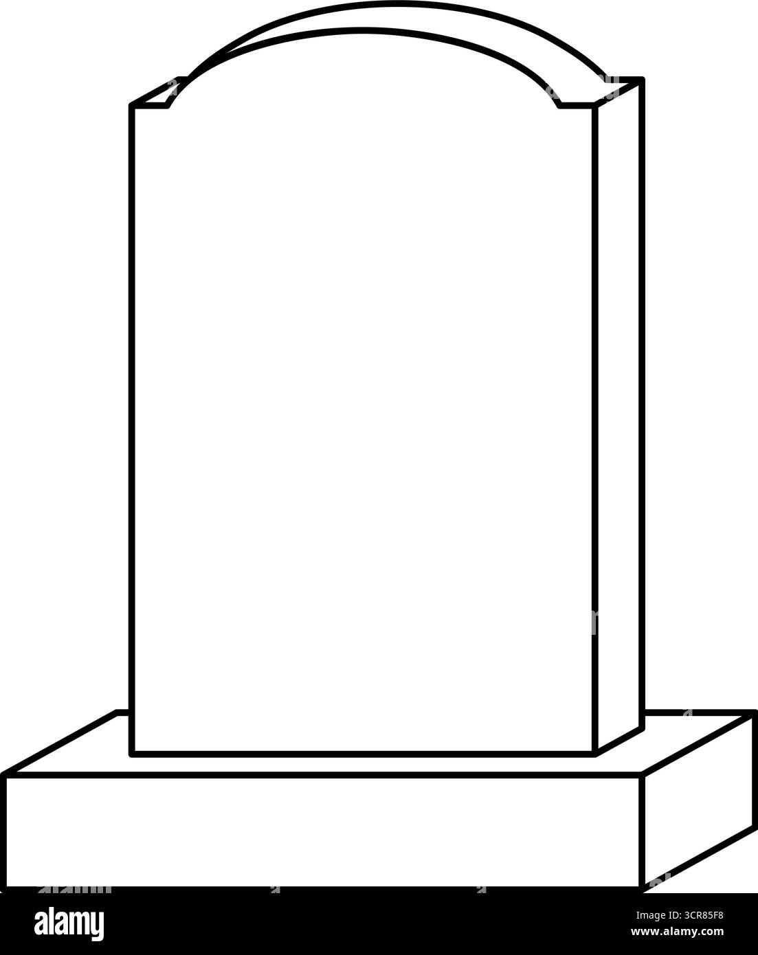 Grabstein- oder Grabstein-Symbol mit Kopierraum für ein Epitaph-Inline-Art-Vektor Stock Vektor