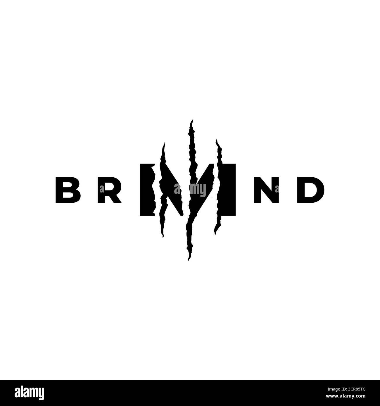 Letter M Torn by Beast Claws Logo-Design. Vertikale Krallenmarkierungen mit gerissenem M-Logo. Stock Vektor