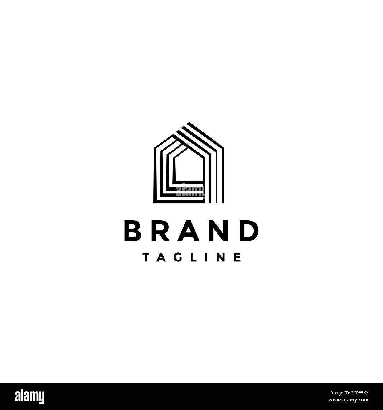 Elegantes Design Mit Gewebten Linien Für Zuhause. Einfaches, Minimalistisches Linien Symbol Home-Logo-Design. Stock Vektor