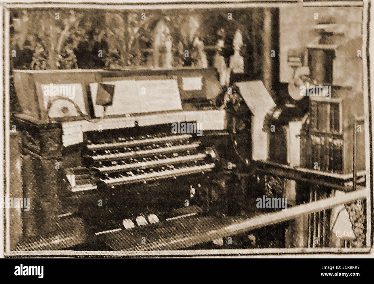 1908: Gedrucktes Bild der Orgel in der Kathedrale von Worcester, Großbritannien Stockfoto