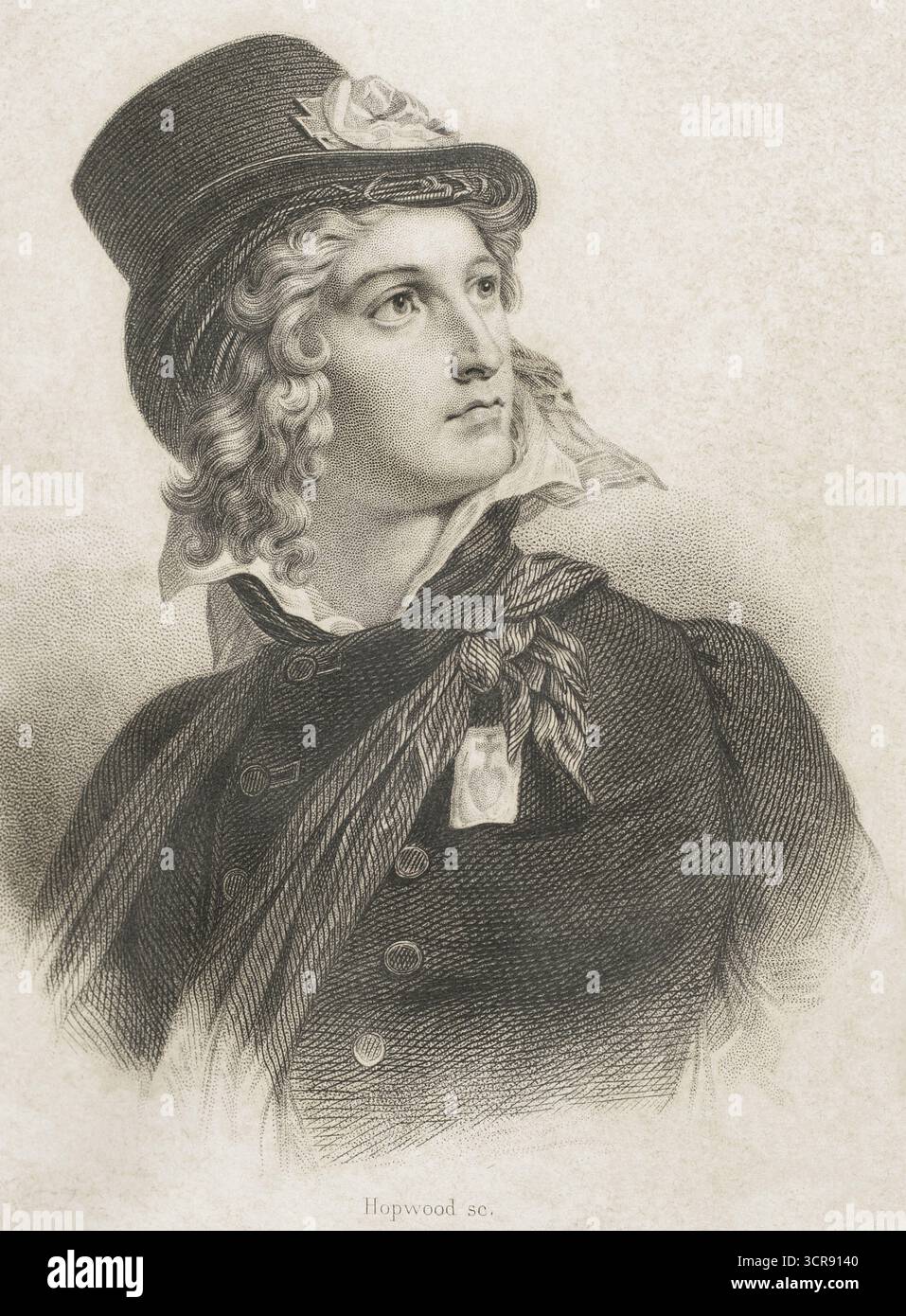 Henri du Vergier (Henri de La Rochejaquelein) (1772-1794), Comte de La Rochejaquelein. Französischer General der katholischen und königlichen Armeen (Armées catholiques et royales) im Vendée-Krieg (1793–1796) während der Französischen Revolution. Hochformat. Kupferstich von Hopwood. Histoire de la Révolution Francaise (Geschichte der Französischen Revolution), von M. A. Thiers. Band IV. Paris, Furne et Cie, 1845. Stockfoto