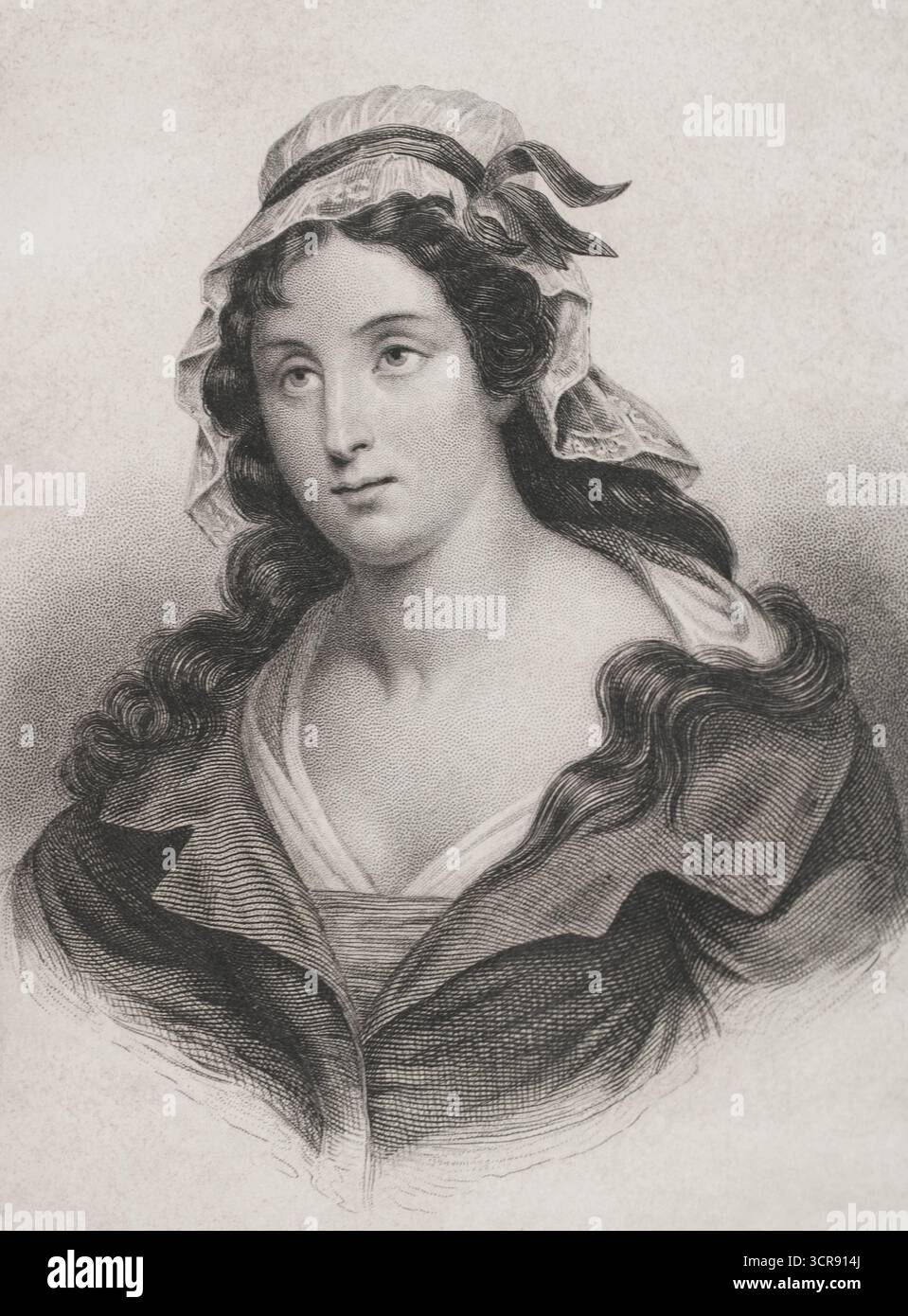 Charlotte Corday (Marie-Anne Charlotte de Corday d'Armont) (1768-1793). Französischer Revolutionär, Sympathisant der Girondins, die Jean-Paul Marat (1743–1793) am 13. Juli 1793 ermordet haben. Hochformat. Gravur. Histoire de la Révolution Francaise (Geschichte der Französischen Revolution), von M. A. Thiers. Band IV. Paris, Furne et Cie, 1845. Stockfoto
