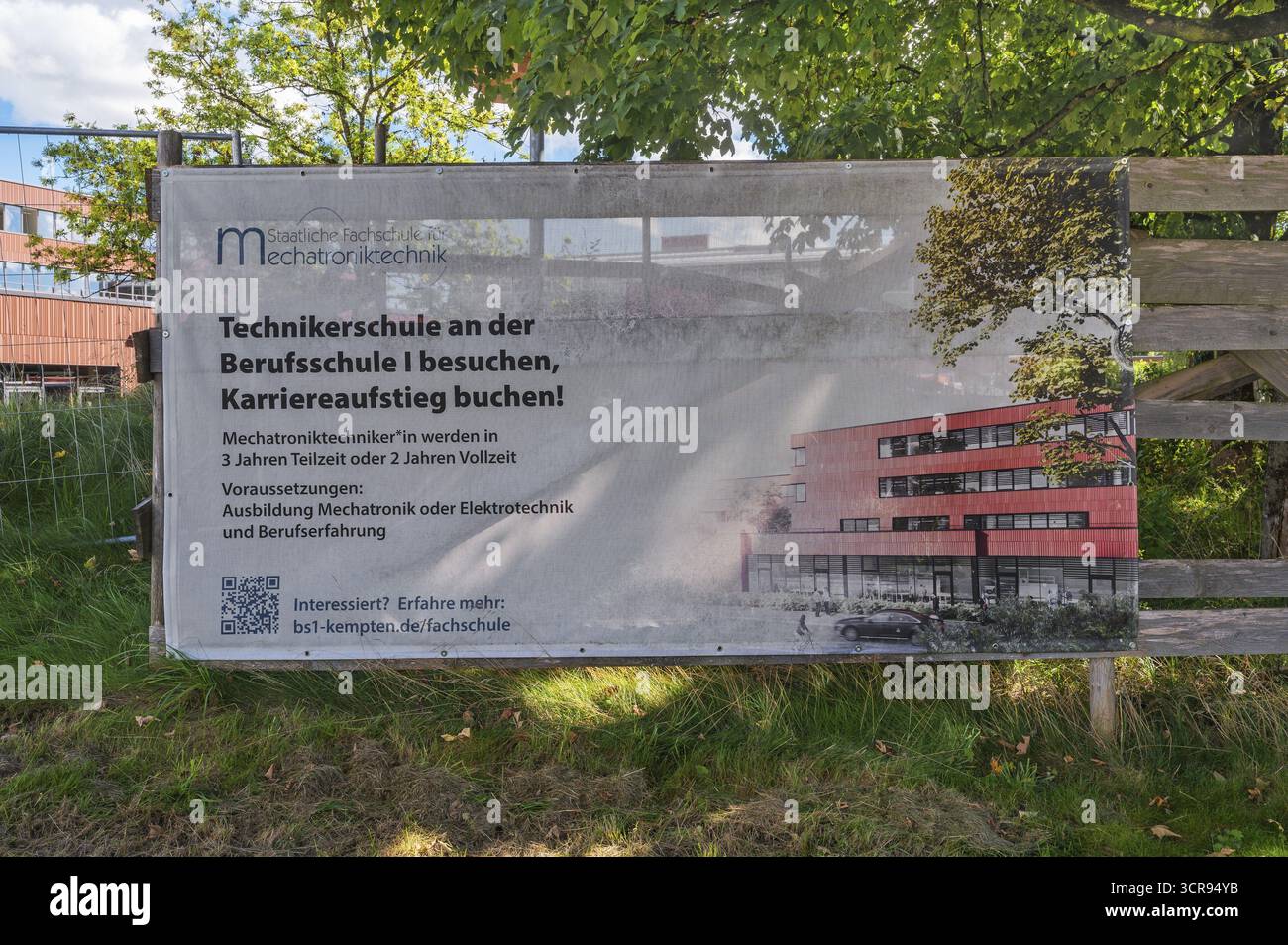 Werbeplakat, Mechatroniker werden, staatliche Technische Hochschule, Kempten, Allgaeu, Schwaben, Deutschland Stockfoto