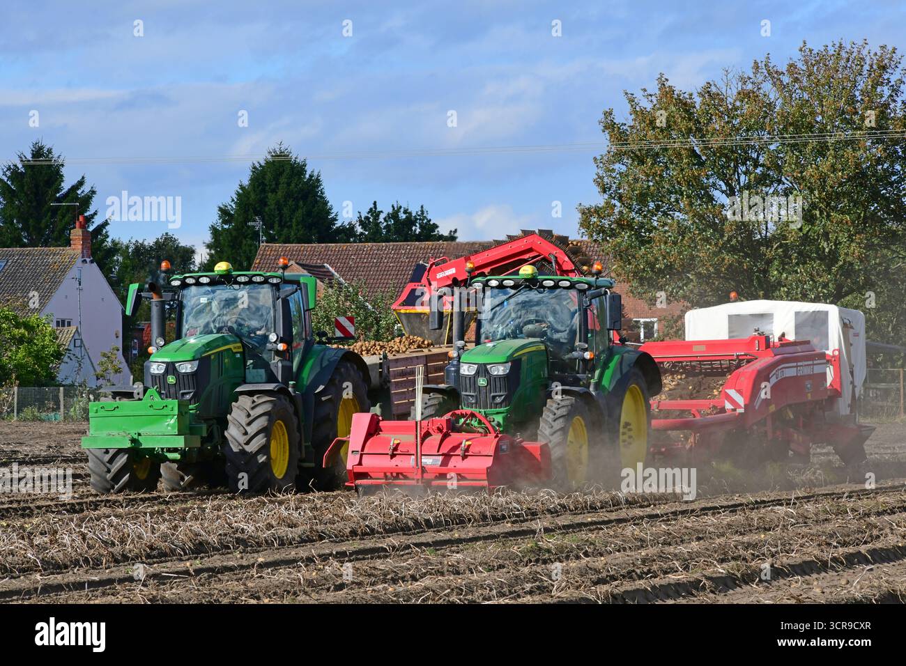 Kartoffelpflückmaschinen ernten Kartoffeln york yorkshire vereinigtes Königreich Stockfoto