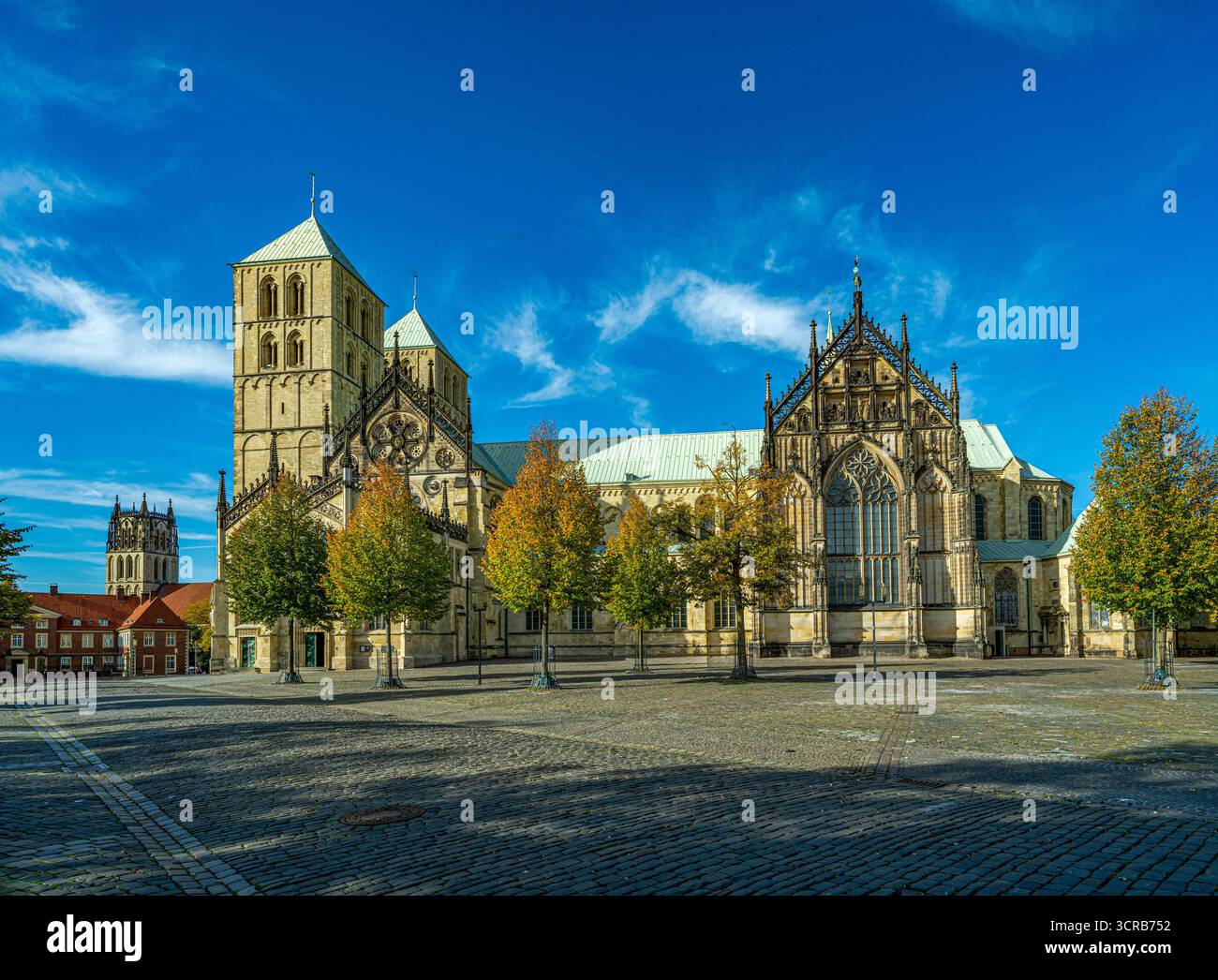 Außenansicht des Paulskirchens, des Domplatzes, Münster, Nordrhein-Westfalen, Deutschland, Europa Stockfoto
