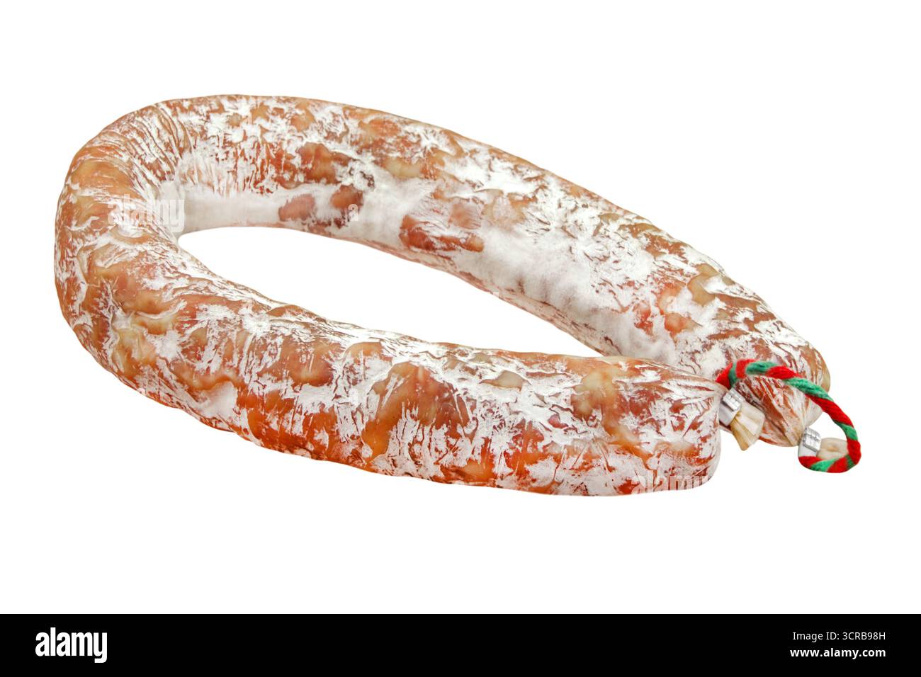 1 Salami isoliert auf weißem Hintergrund Stockfoto