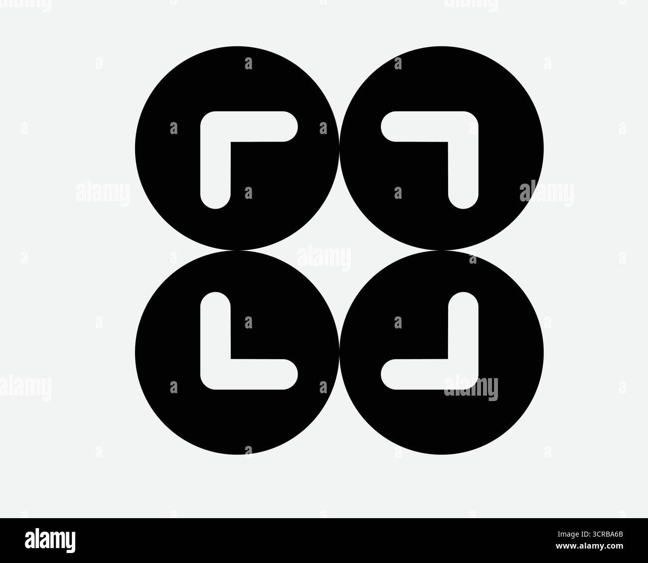 Ecke Quadrat Runde Schnittlinie Symbol 90 90 Grad Seitlich Rechteckiger Würfelrahmen Kreis Scan-Symbol Scharfe Kante Schild Umrissrichtung Stock Vektor