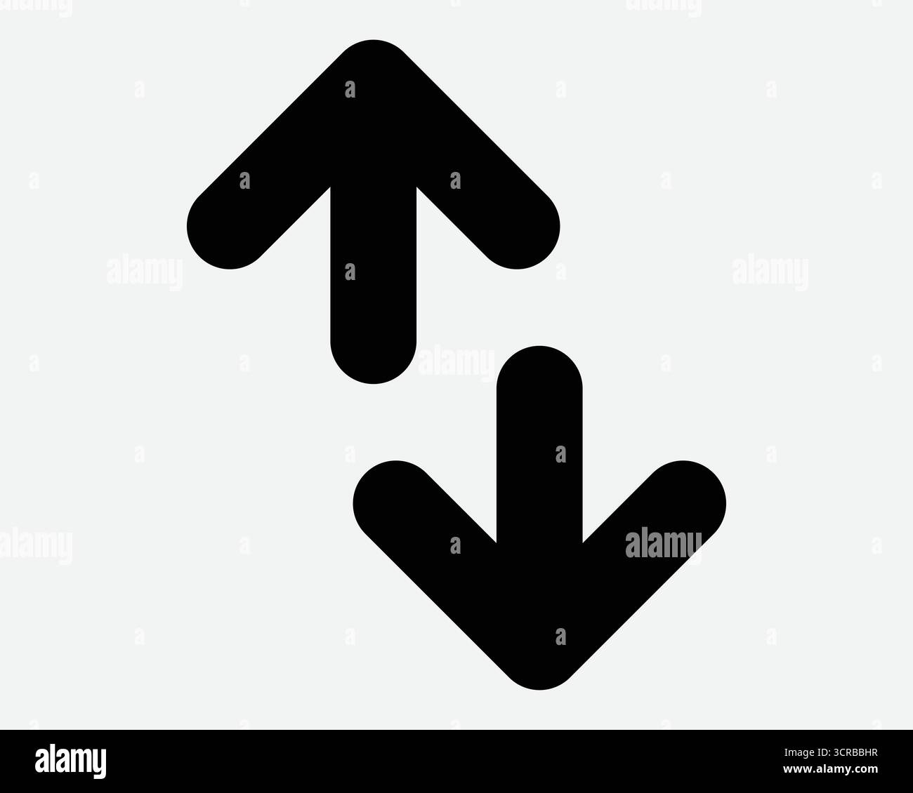 Pfeilspitze Nach Oben Nach Unten Nord-Süd-Zeiger Hochladen Herunterladen Pfad Position Navigation Positionsschild Symbolauswahl Bewegung Schieben-Wischgeste Stock Vektor