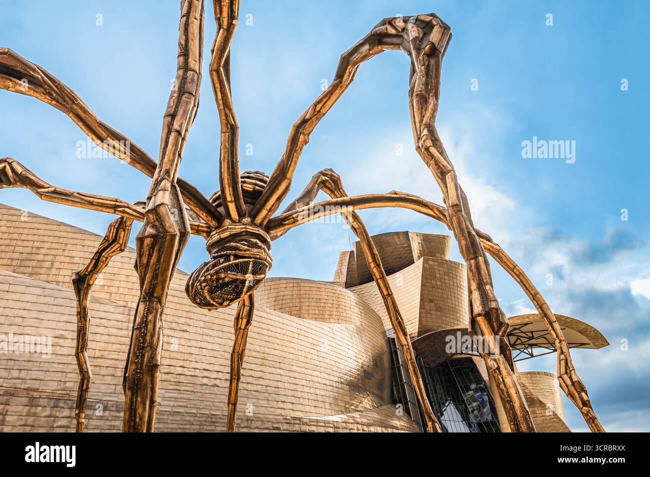 Bilbao, Spanien 17. Juli 2025: Nahaufnahme der Maman Spinnen Skulptur im Guggenheim Museum Bilbao Stockfoto