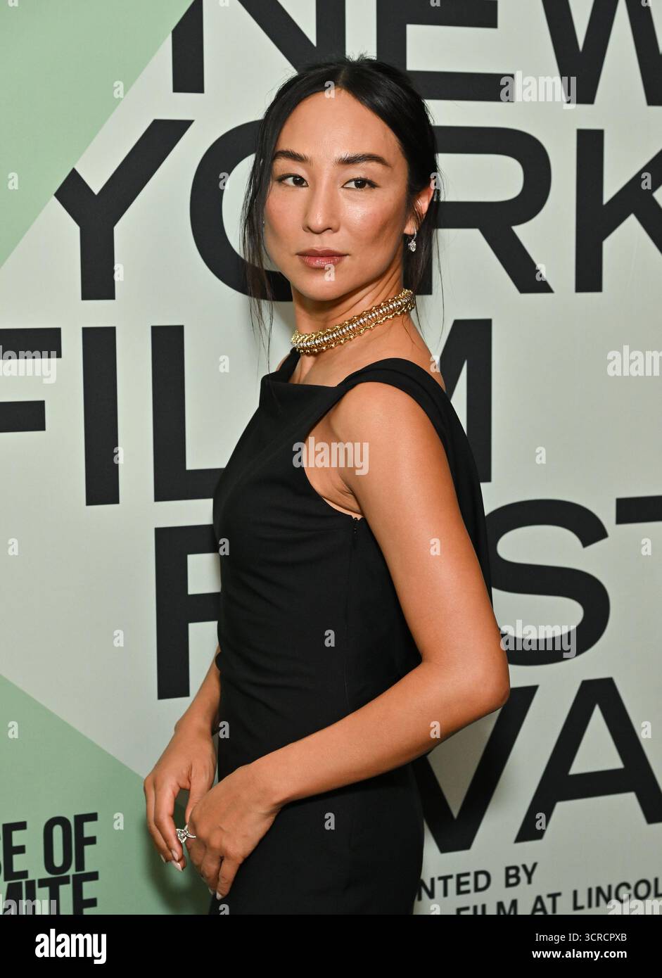 Greta Lee attends the premiere of "A House of Dynamite" at Alice Tully Hall during the 63rd New York Film Festival on Sunday, Sept. 28, 2025, in New York. (Photo by Evan Agostini/Invision/AP) Stockfoto