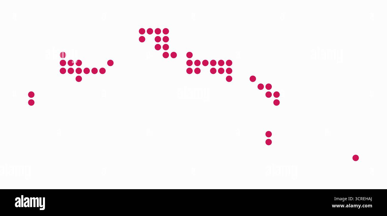 Gepunktete Karte der Turks- und Caicosinseln. Digitale Landkarte des Landes auf weißem Hintergrund. Turks- und Caicosinseln Formen sich mit kreisförmigen Punkten. Stock Vektor