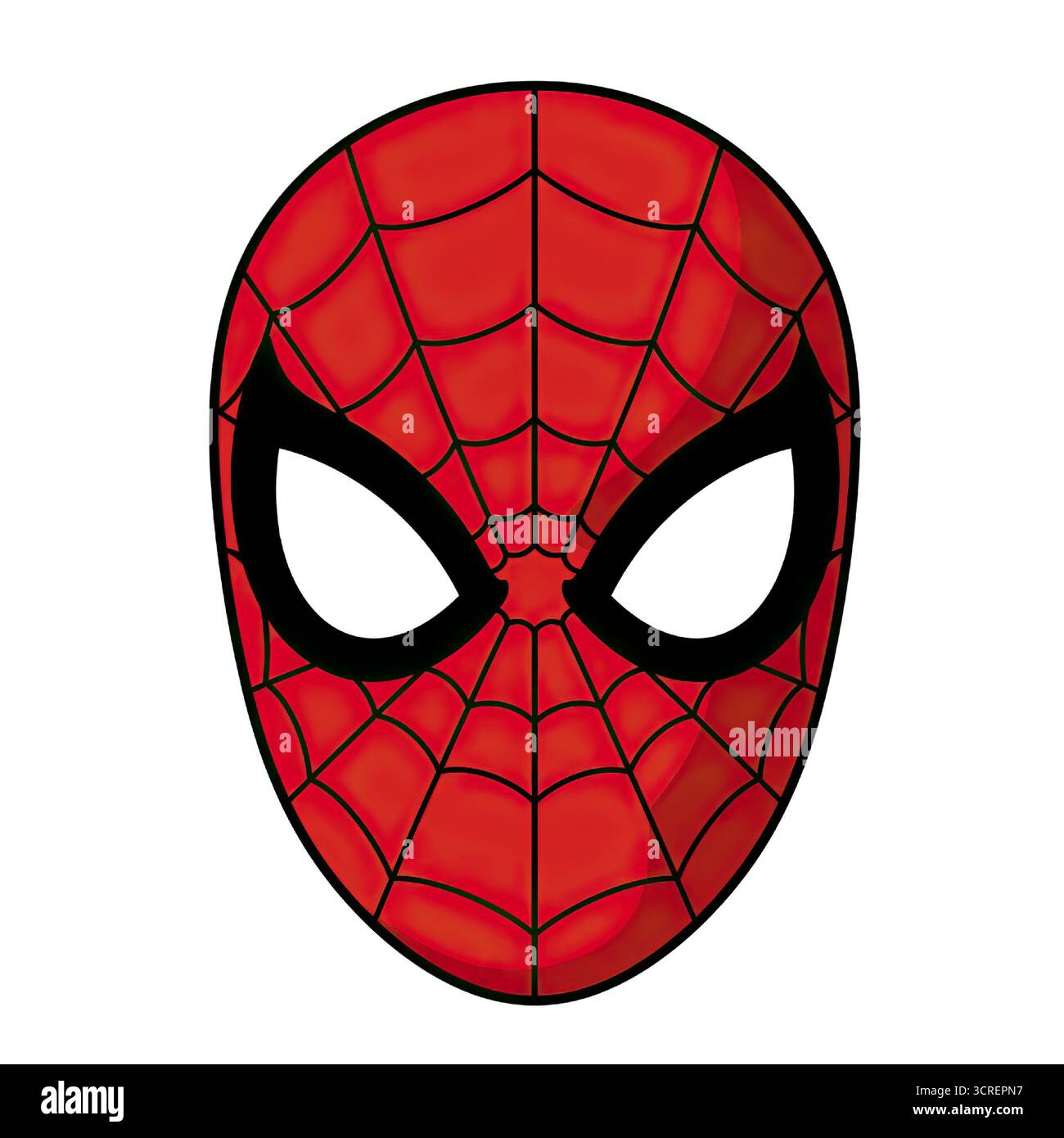 Spider-man-Maske isoliert auf weißem Hintergrund. Stockfoto