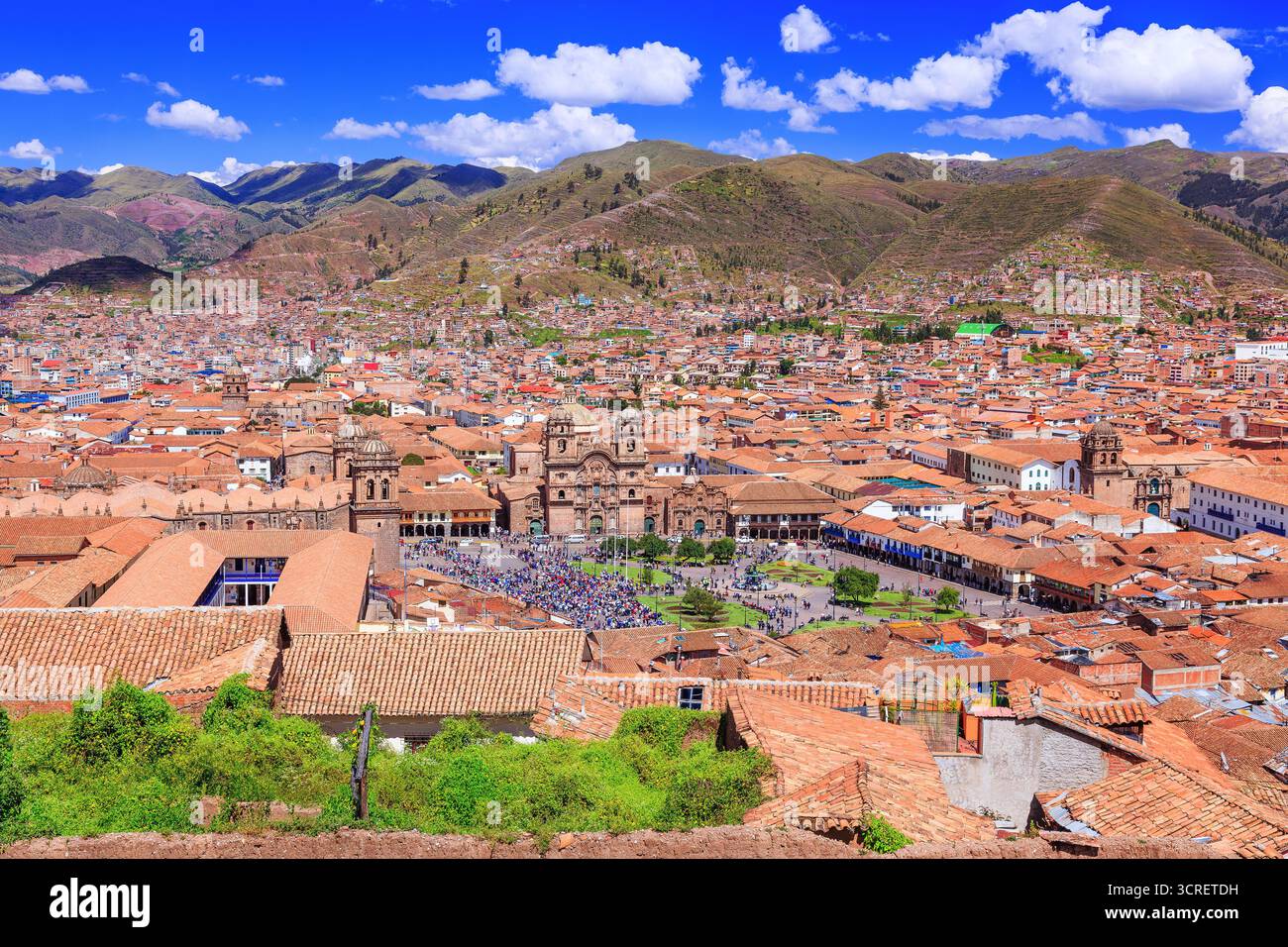 Cusco, Peru. Die historische Hauptstadt des Inka-Reiches. Plaza de Armas. Stockfoto