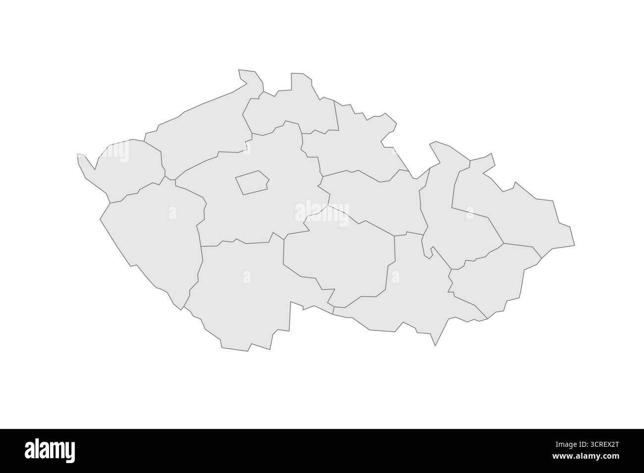 Tschechische Republik politische Karte der Verwaltungsbereiche - Regionen. Grau leerer Vektor bearbeitbare Karte EPS. Stock Vektor