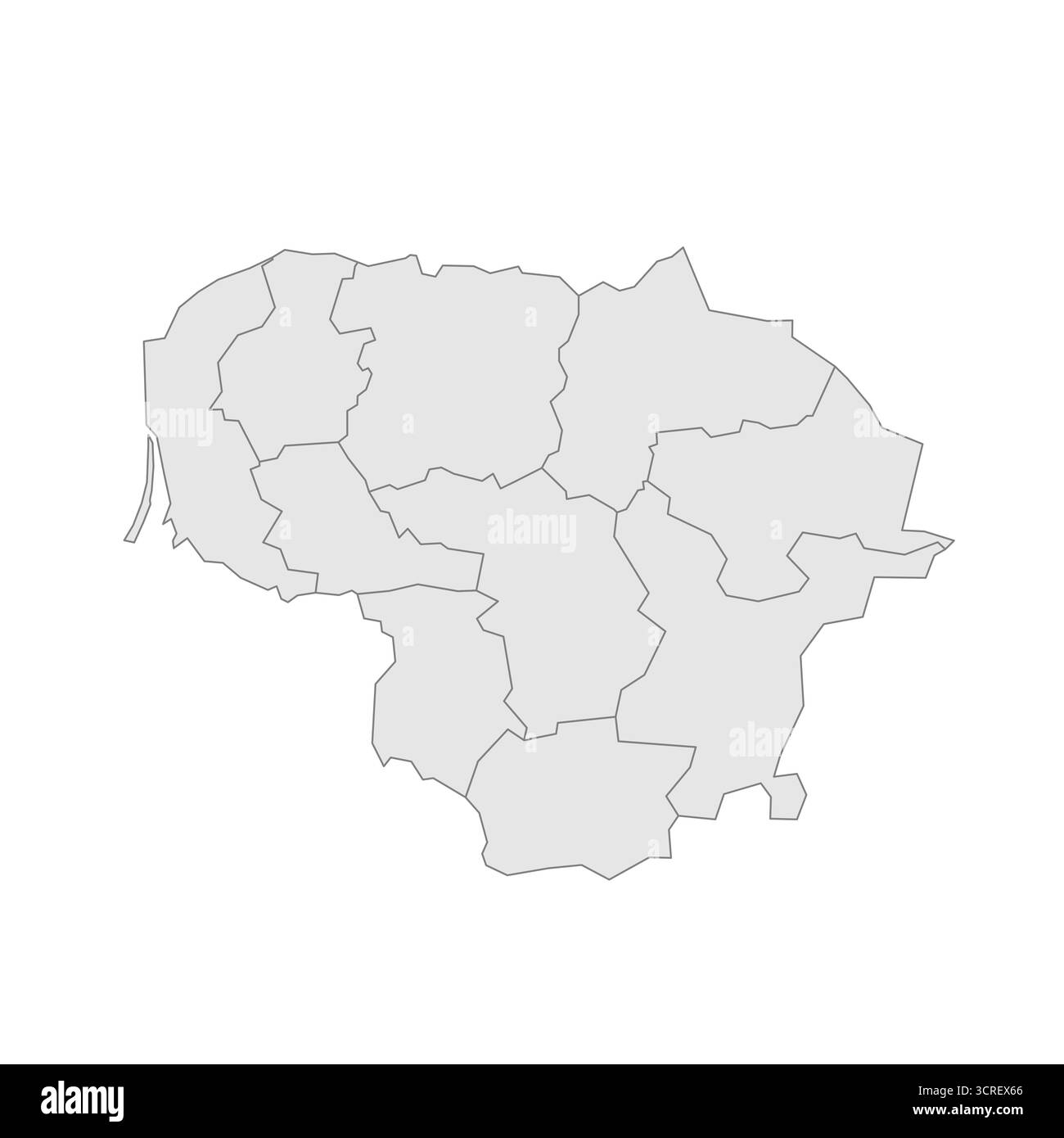 Litauen politische Karte der Verwaltungsabteilungen - Grafschaften. Grau leerer Vektor bearbeitbare Karte EPS. Stock Vektor