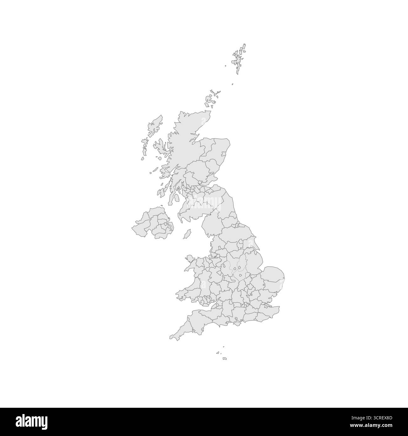 Vereinigtes Königreich Großbritannien und Nordirland politische Karte der Verwaltungsabteilungen - Countys, Unitary Authorities und Greater London in England. Graue leere Karte Stock Vektor