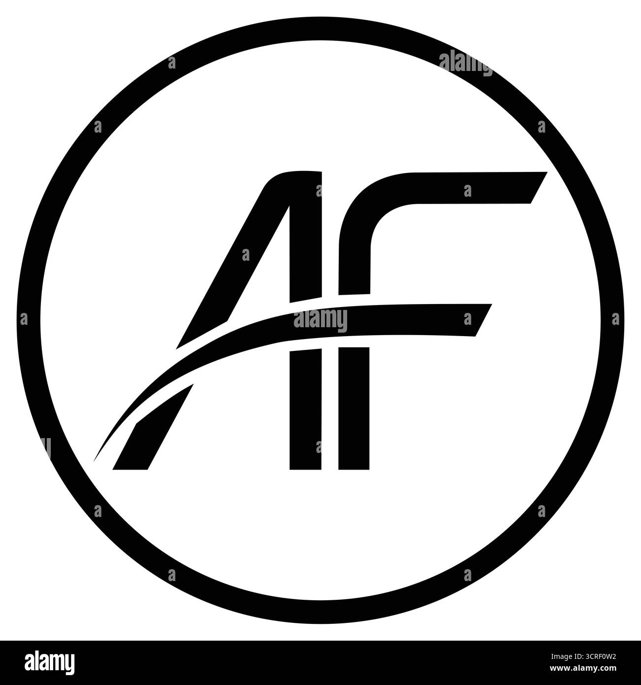 Dieses moderne Logo zeigt die Buchstaben „A“ und „F“ in einem schlanken Design, das von einem runden Rand umgeben ist. Stock Vektor