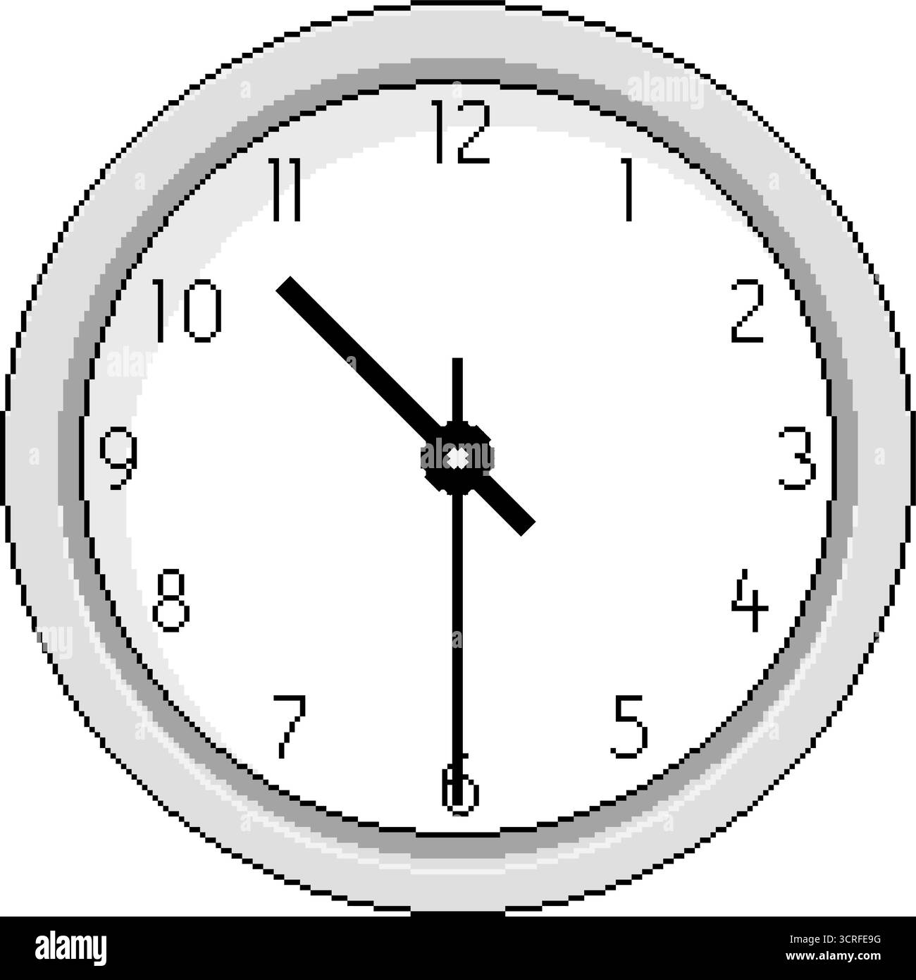 Pixel Art Clock um halb nach zehn – Vektorillustration Stock Vektor
