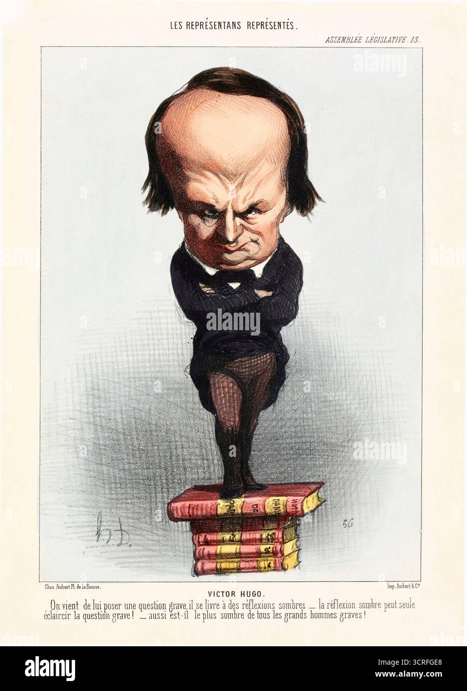 Karikatur von Victor Hugo veröffentlicht in Le Charivari. - 1849 Stockfoto